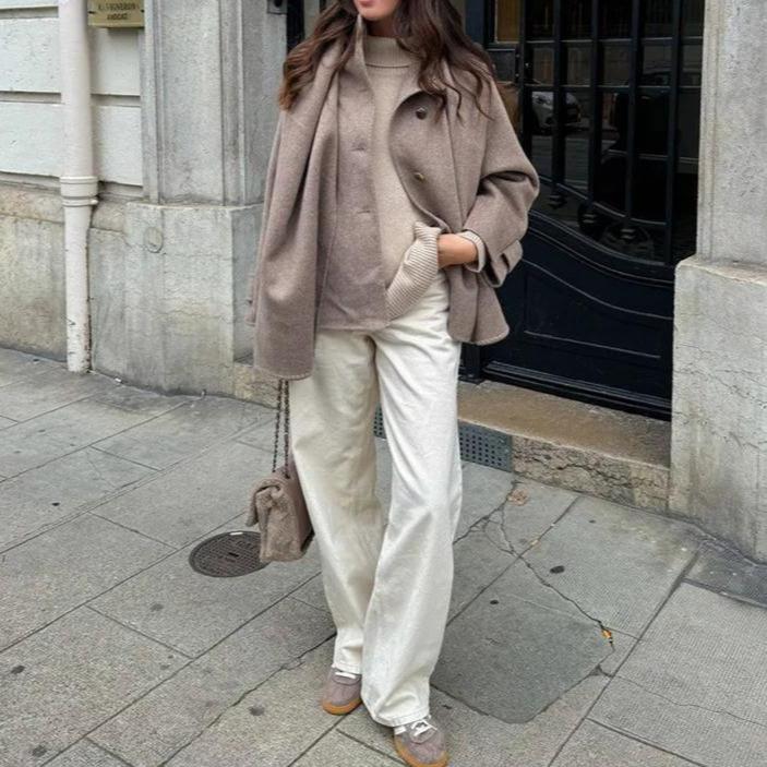ELENA Oversized Sjaal-Kraag Jas