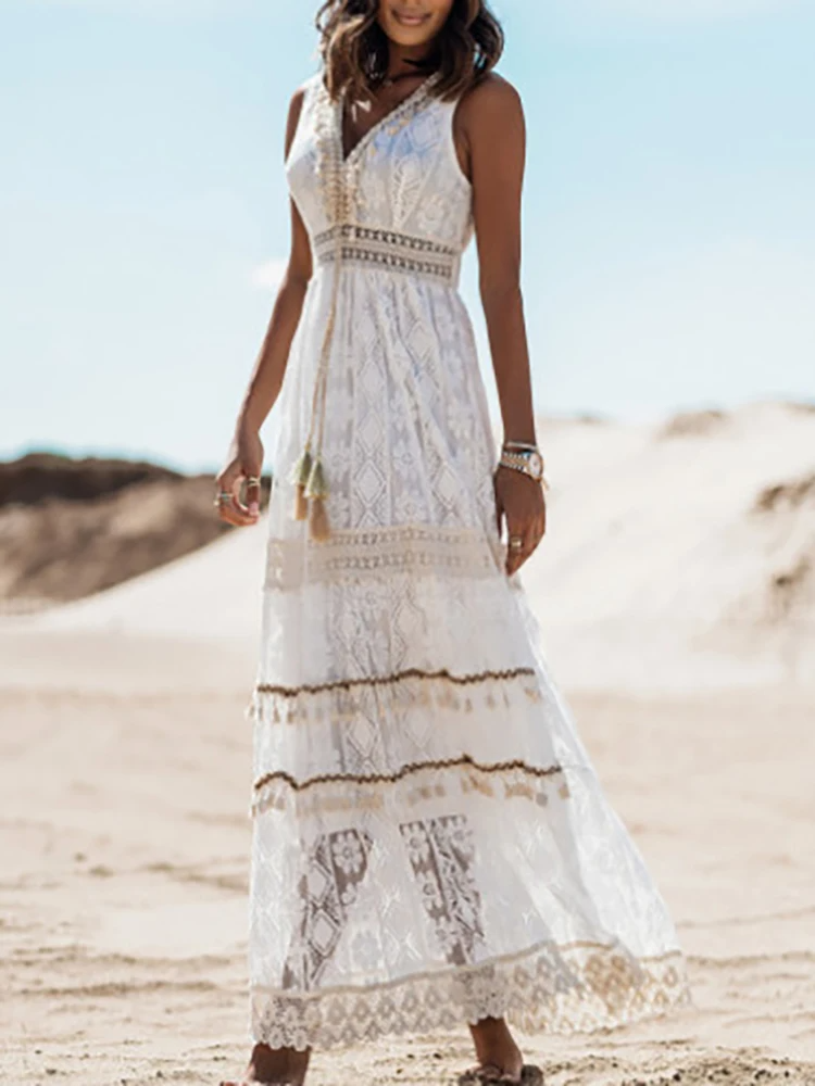 Emerson - Vintage Tassel Trekkoord Boho Jurk