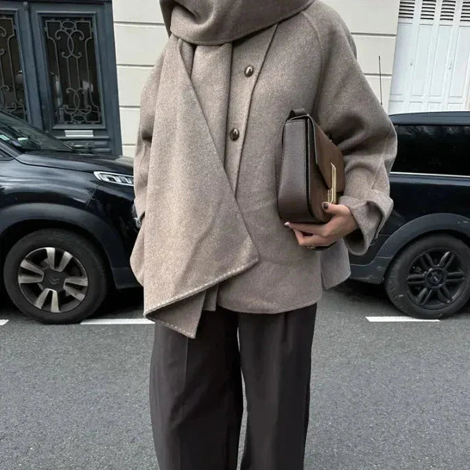 ELENA Oversized Sjaal-Kraag Jas