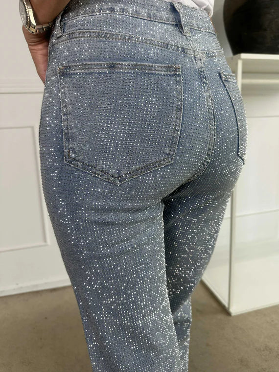 Liona rekbare jeans met glans