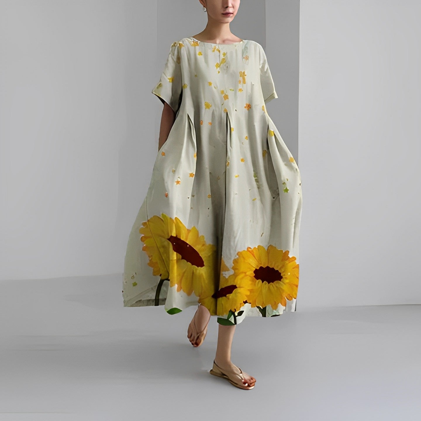 Daisy - Retro Grote Swing Losse Maxi Jurk