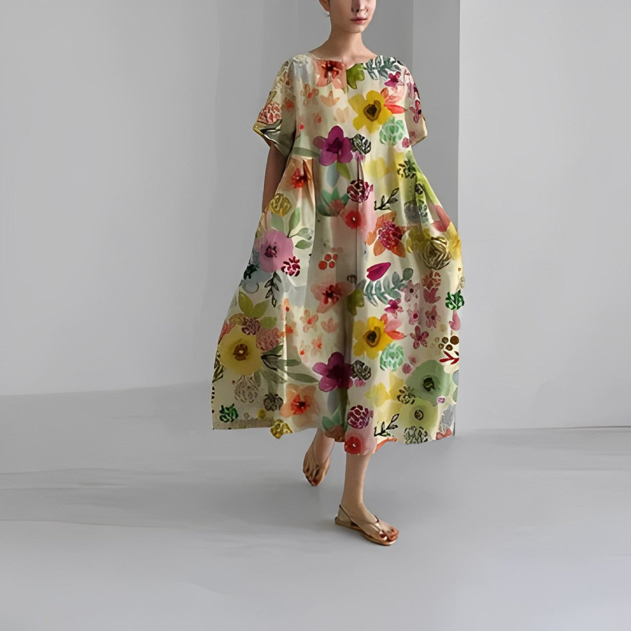 Daisy - Retro Grote Swing Losse Maxi Jurk