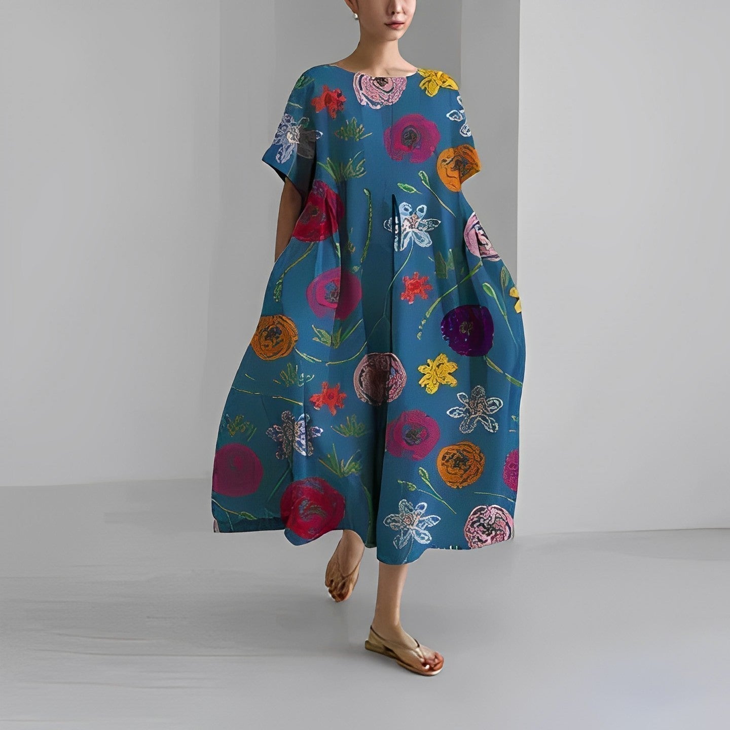 Daisy - Retro Grote Swing Losse Maxi Jurk