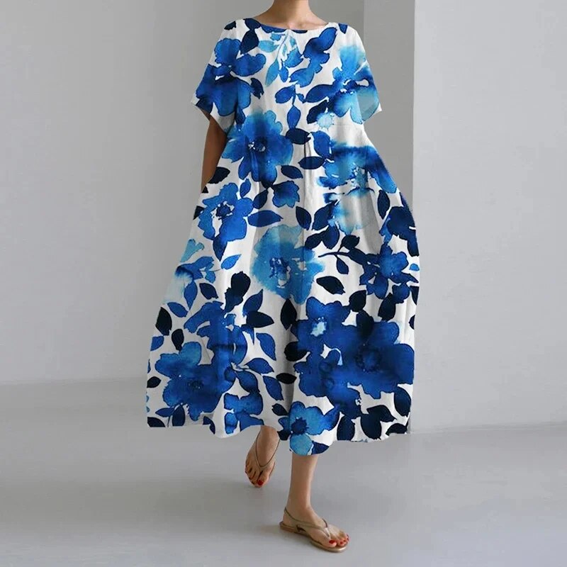 Daisy - Retro Grote Swing Losse Maxi Jurk