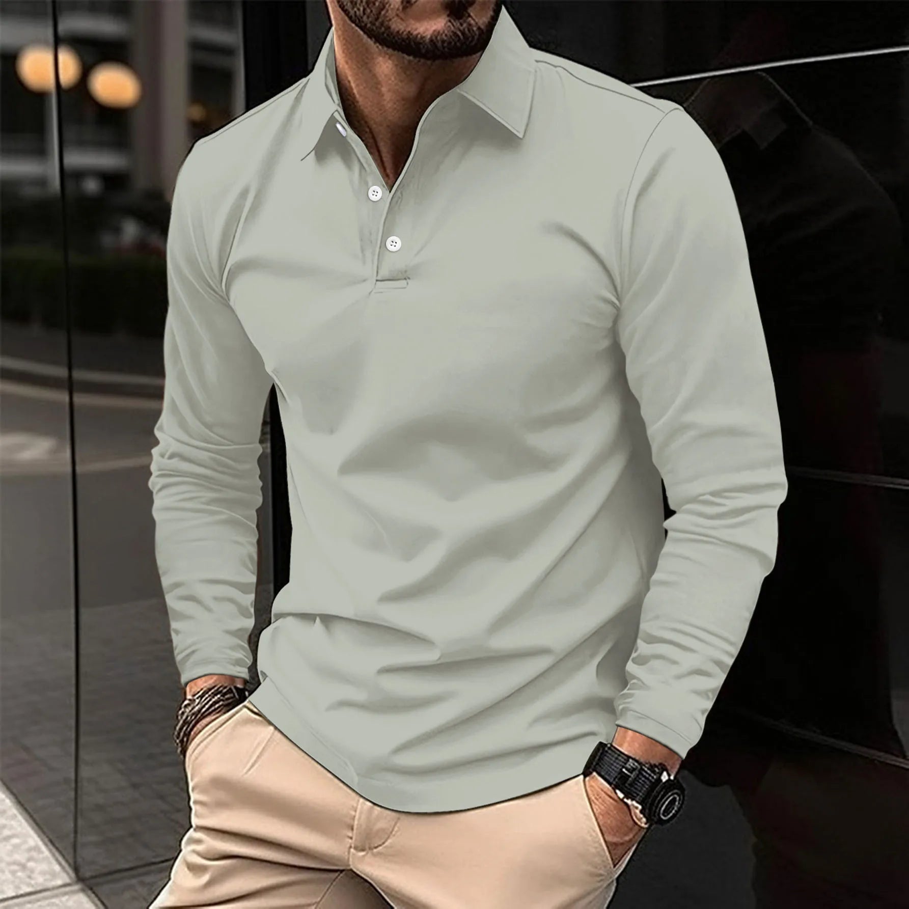 Marco | Casual polo met lange mouwen
