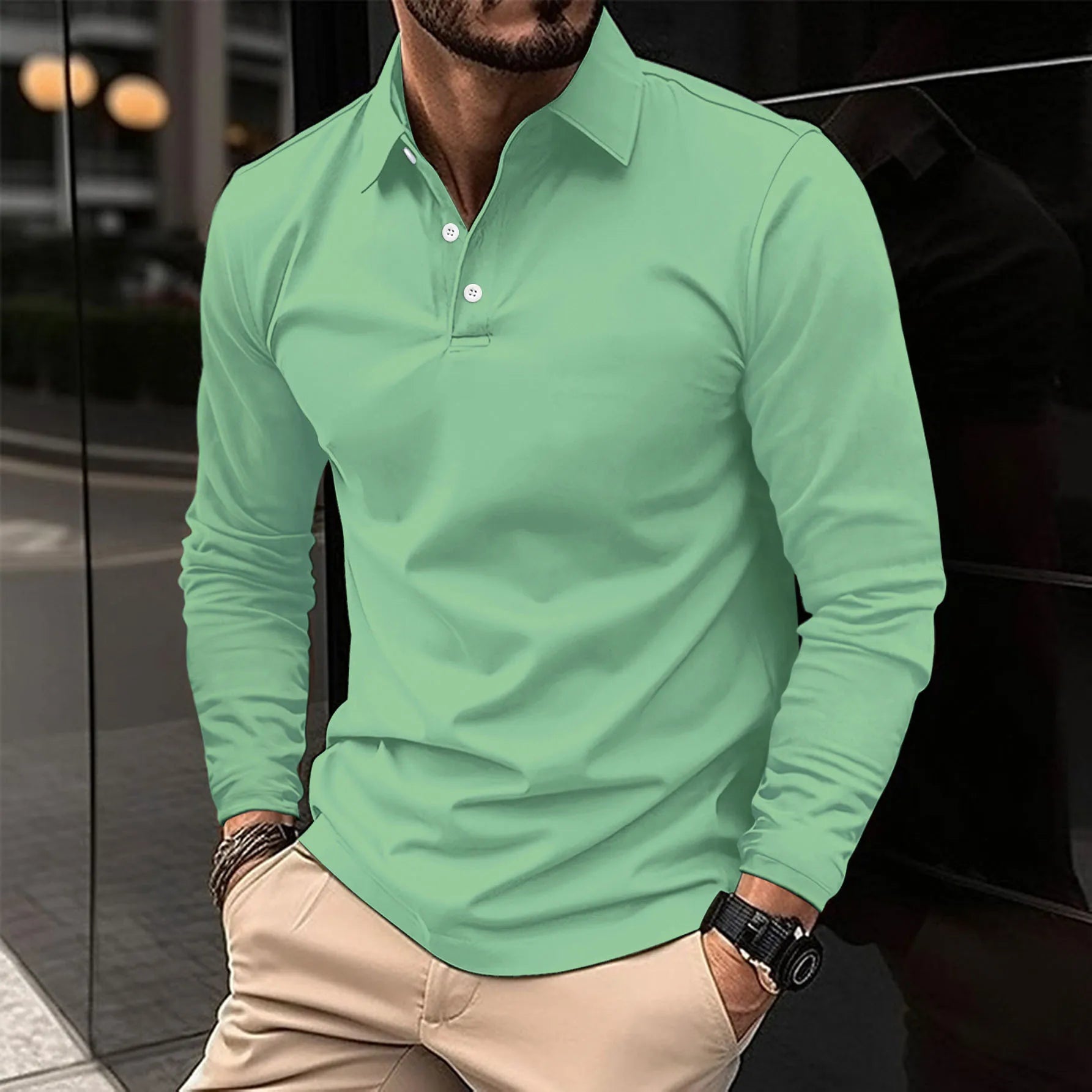 Marco | Casual polo met lange mouwen