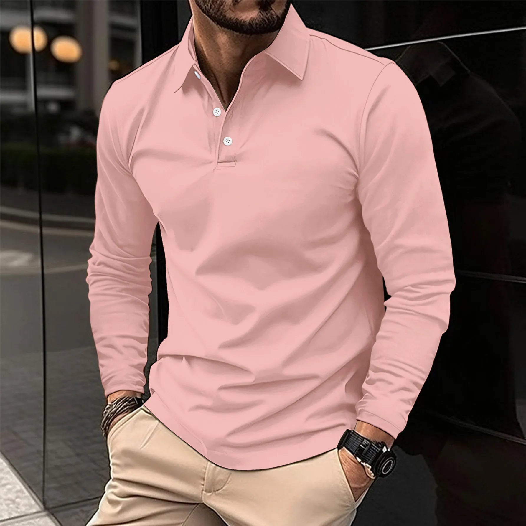 Marco | Casual polo met lange mouwen