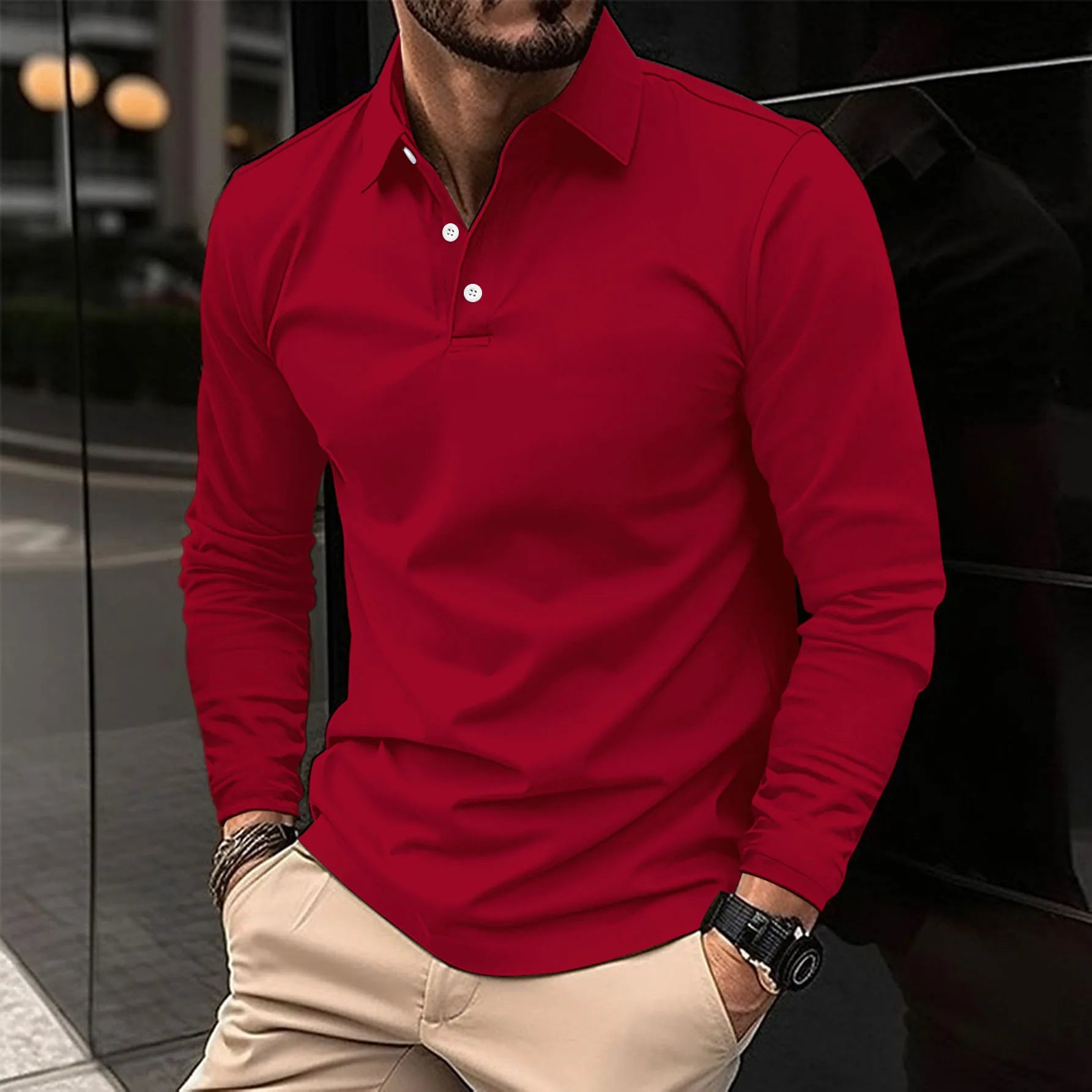 Marco | Casual polo met lange mouwen