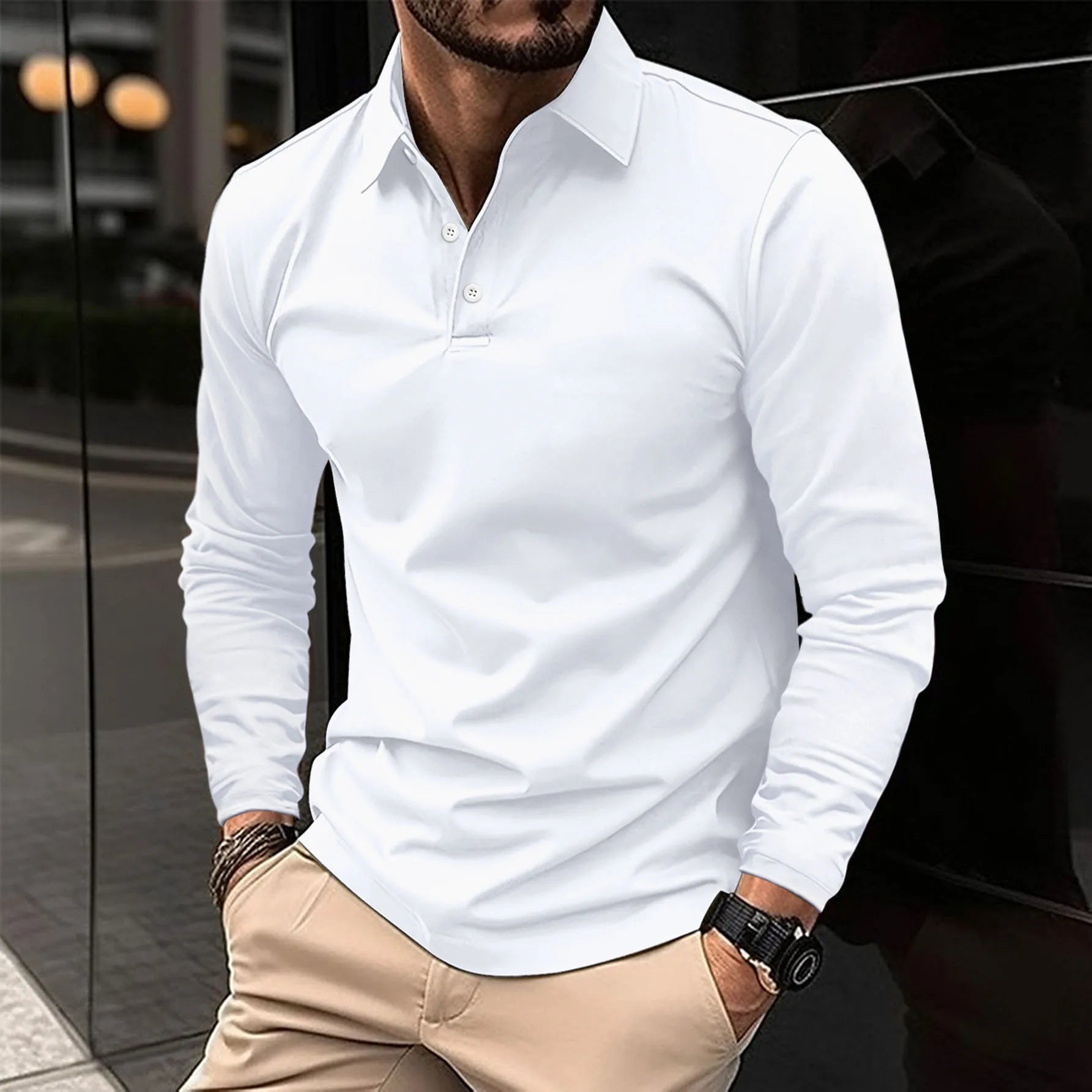 Marco | Casual polo met lange mouwen