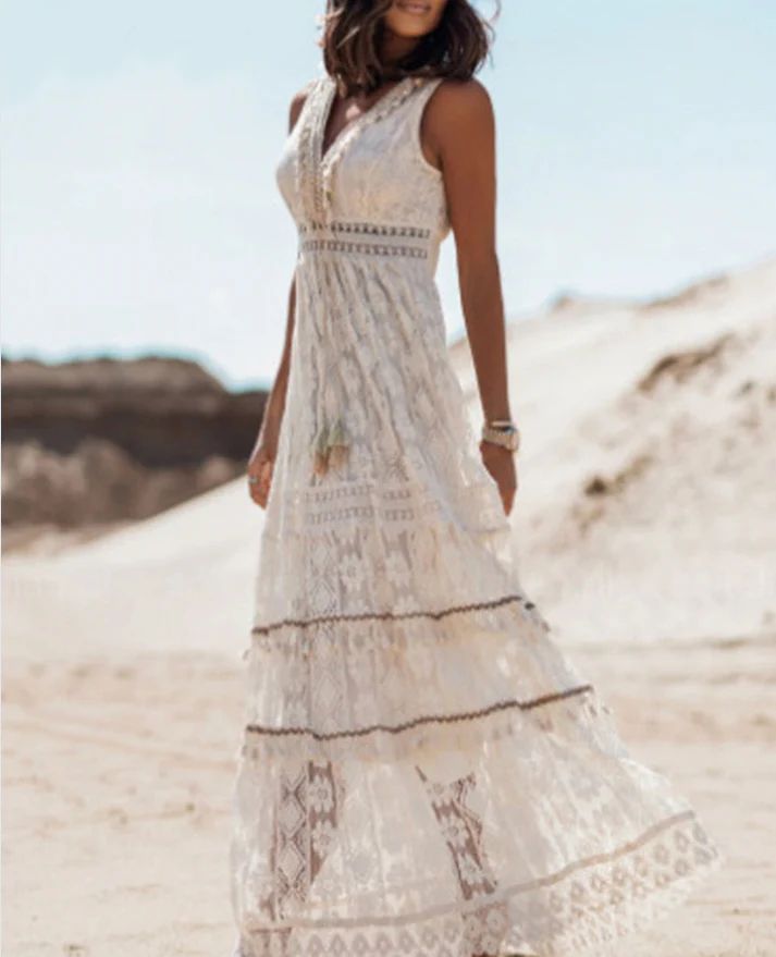 Emerson - Vintage Tassel Trekkoord Boho Jurk