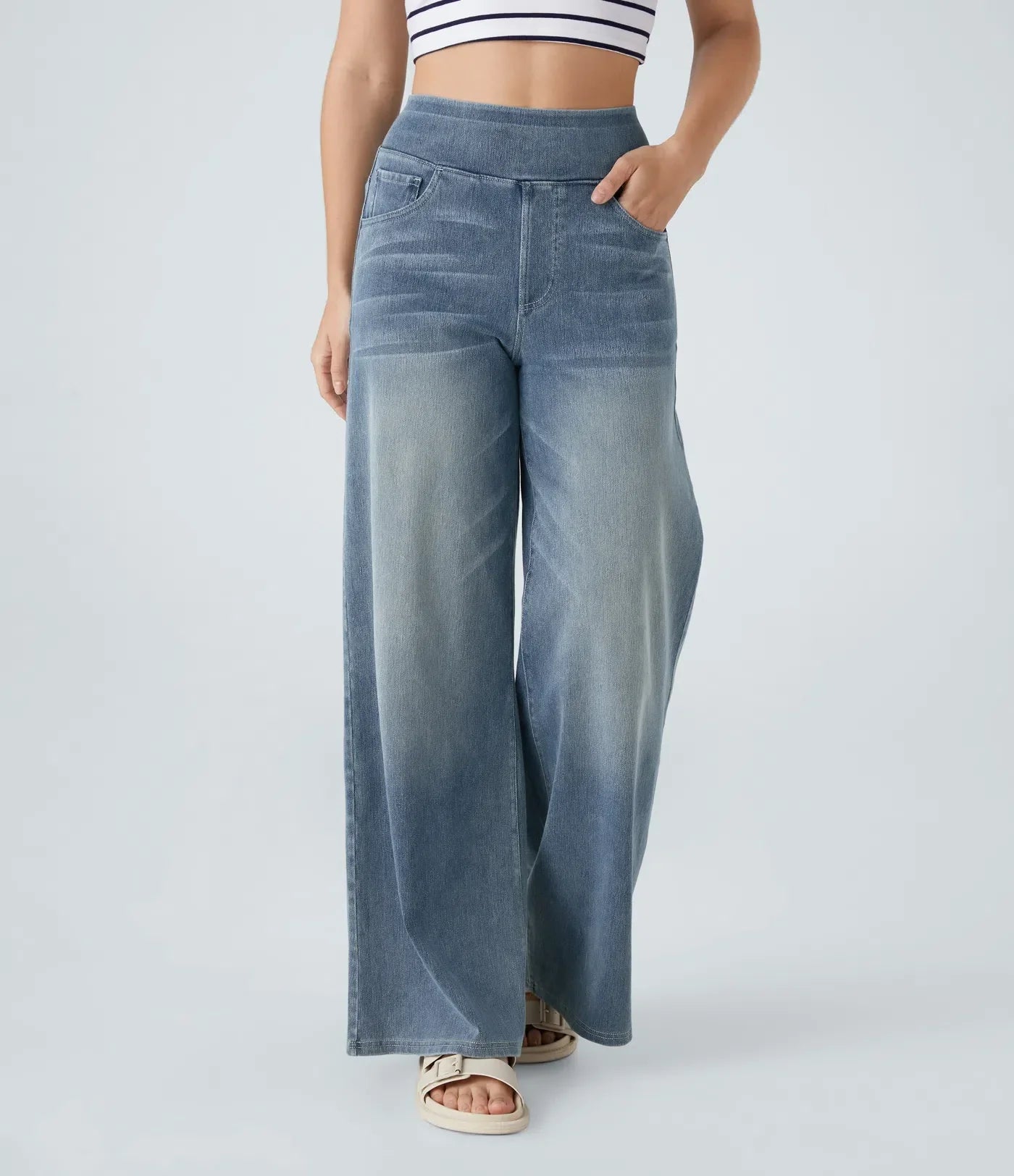 EVA strech broek met hoge taille