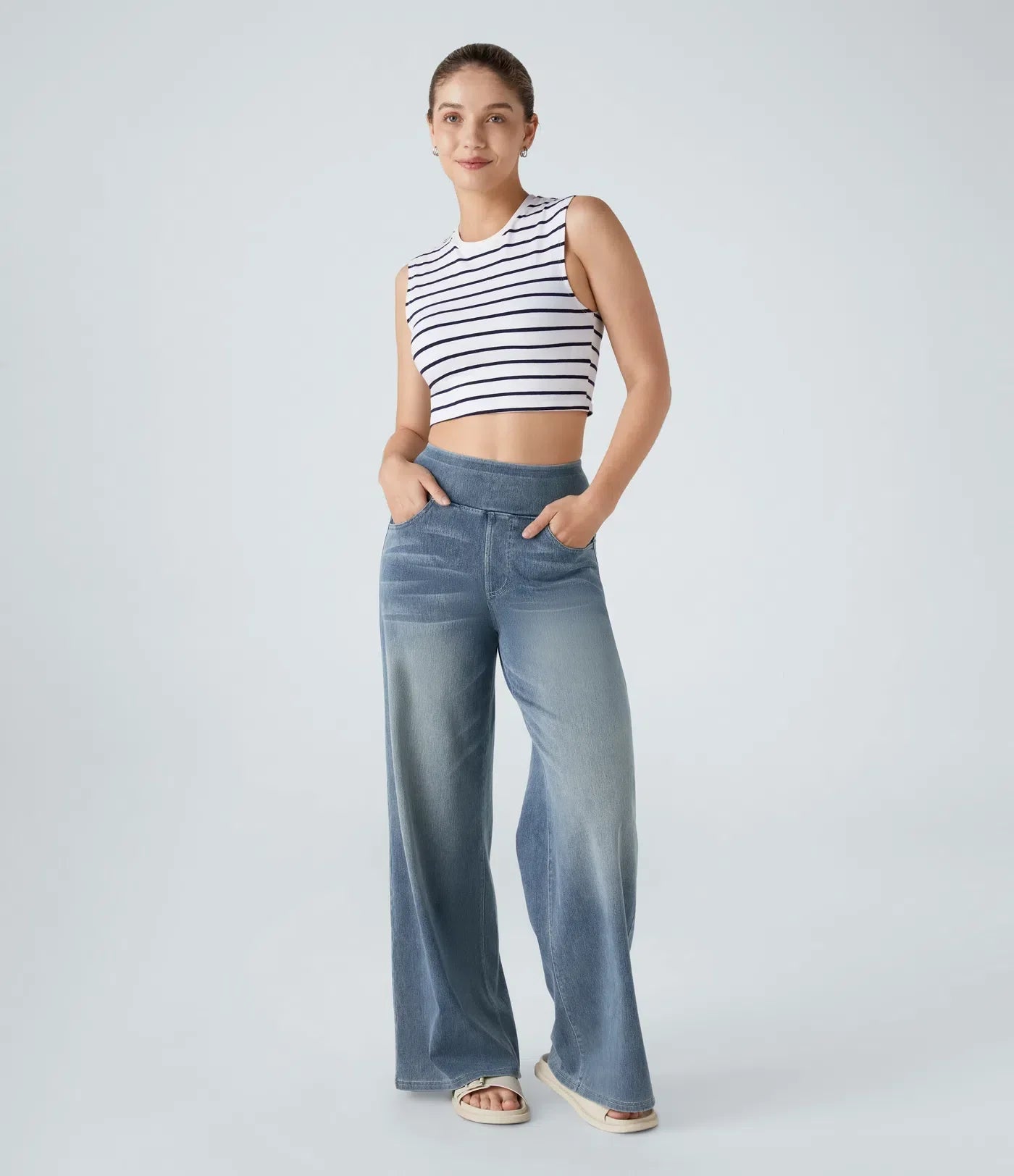 EVA strech broek met hoge taille