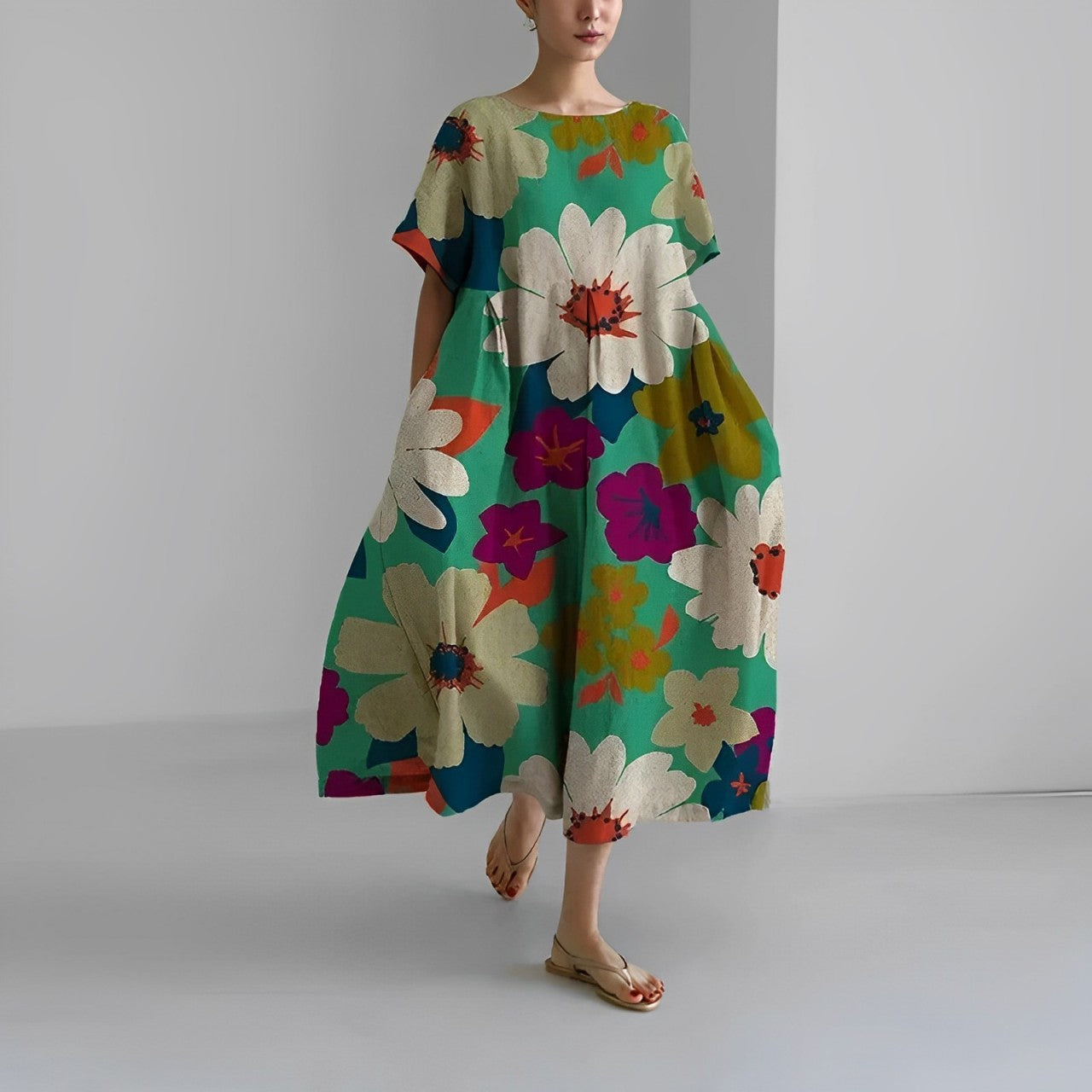 Daisy - Retro Grote Swing Losse Maxi Jurk
