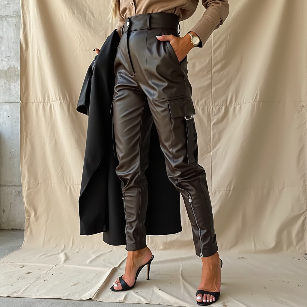 Isabelle - Hoge Taille Vegan Leren Broek