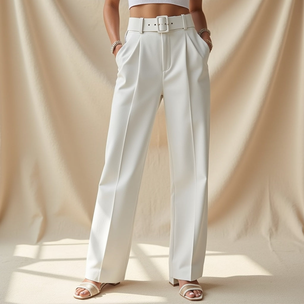 Hortense - Hoge Taille Broek Met Riem