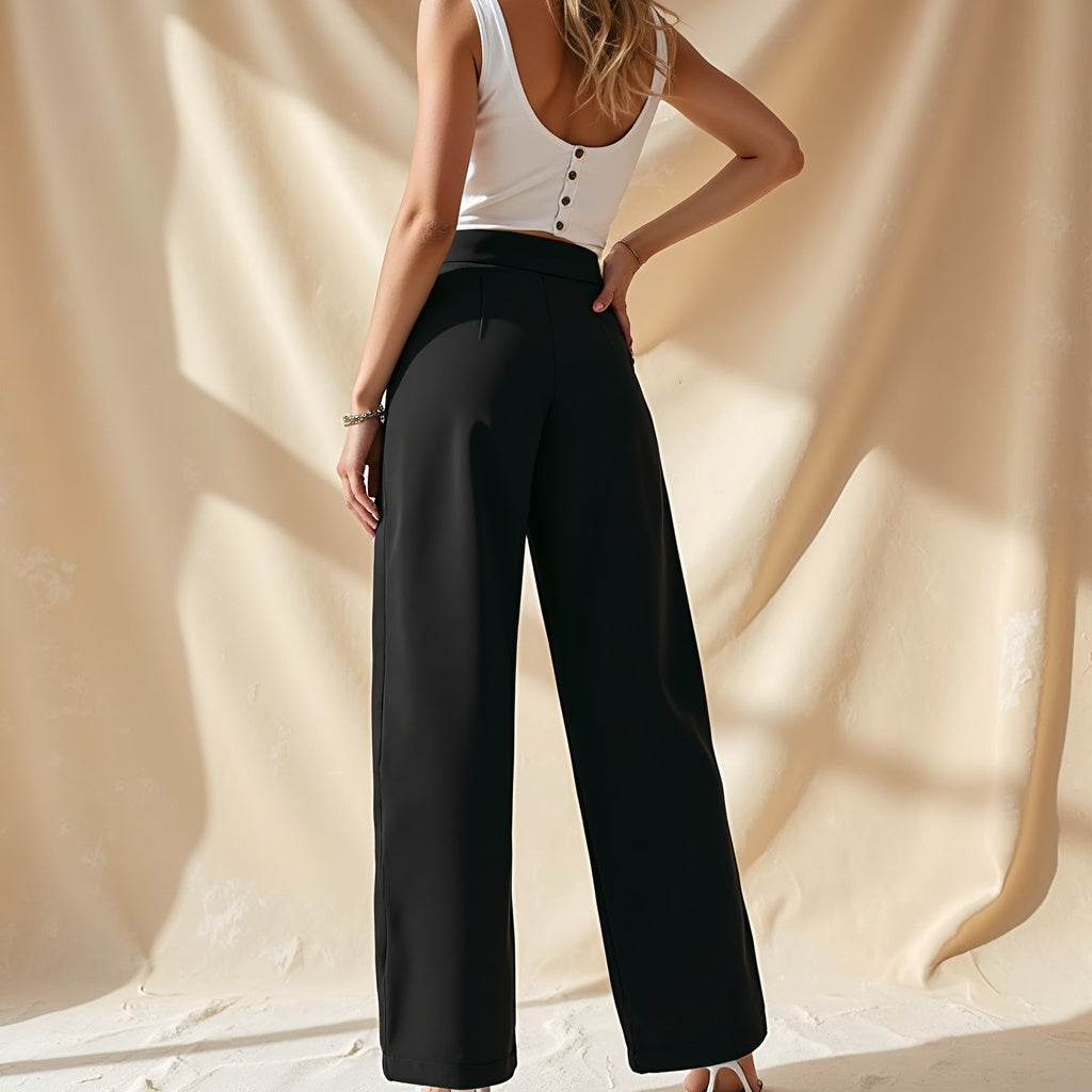 Hélène - Hoge Taille Broek Met Zakken