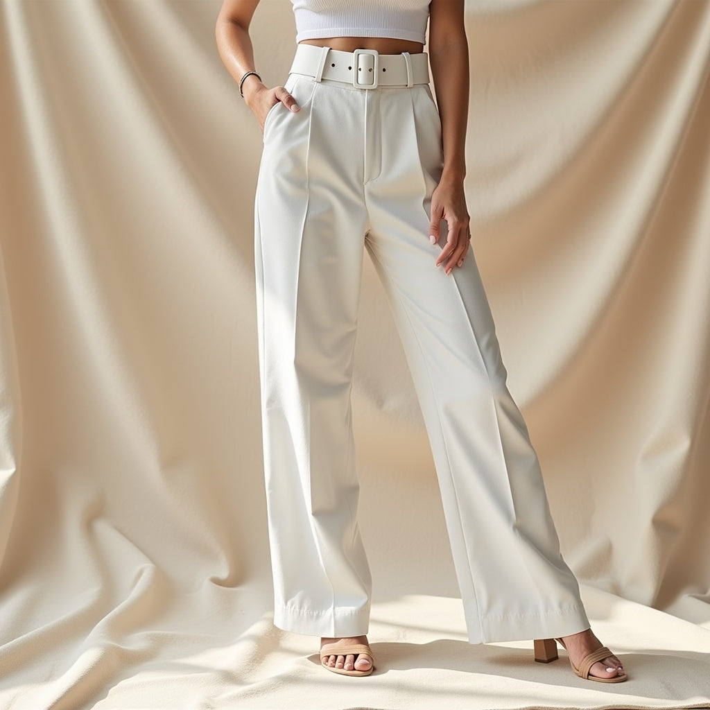 Hortense - Hoge Taille Broek Met Riem