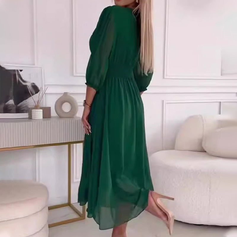 Liona - Lightweight chiffon V-neck dress