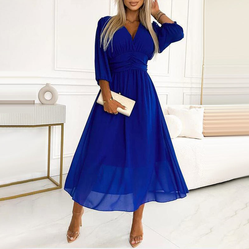 Liona - Lightweight chiffon V-neck dress