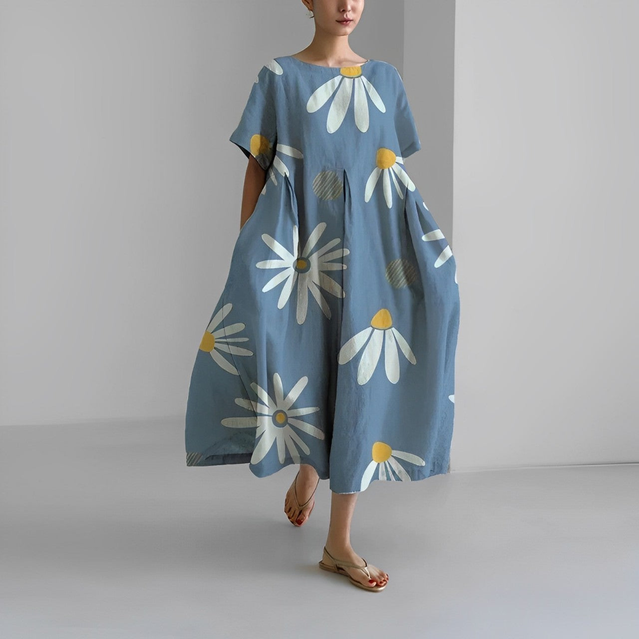 Daisy - Retro Grote Swing Losse Maxi Jurk