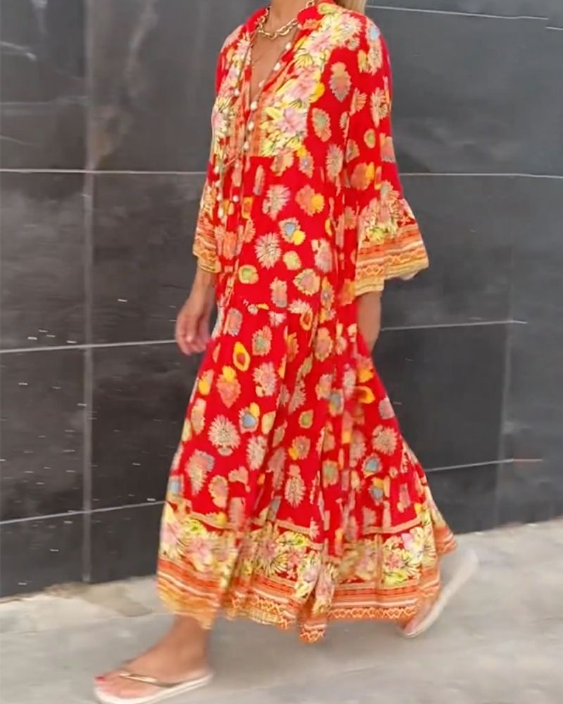 ANDELIA - Maxi jurk met bloemenprint