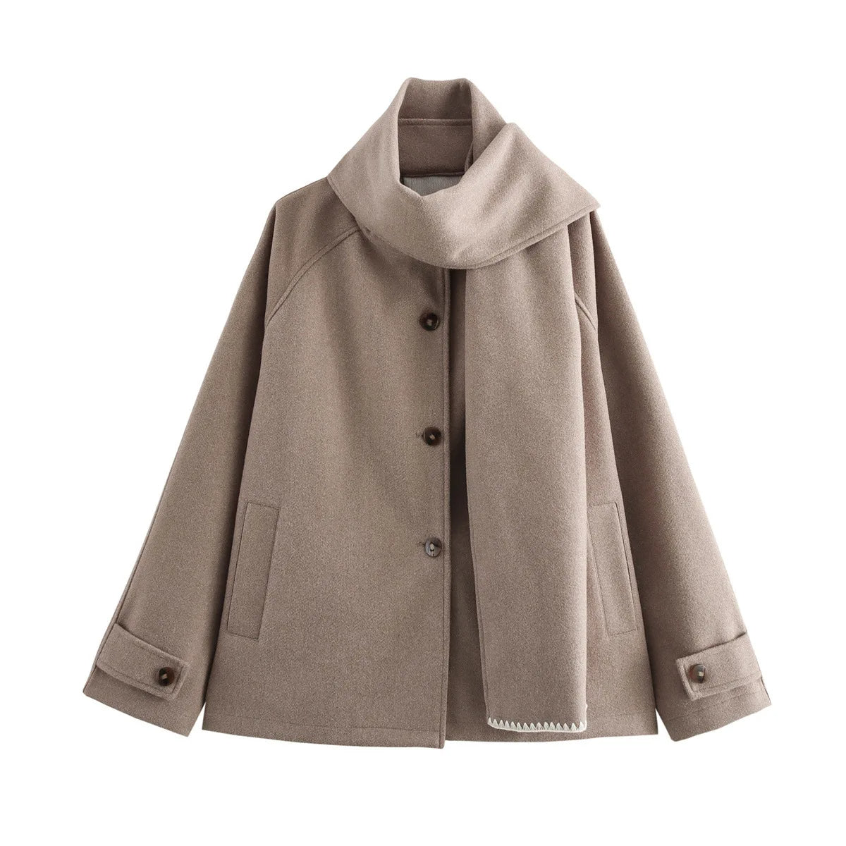 ELENA Oversized Sjaal-Kraag Jas