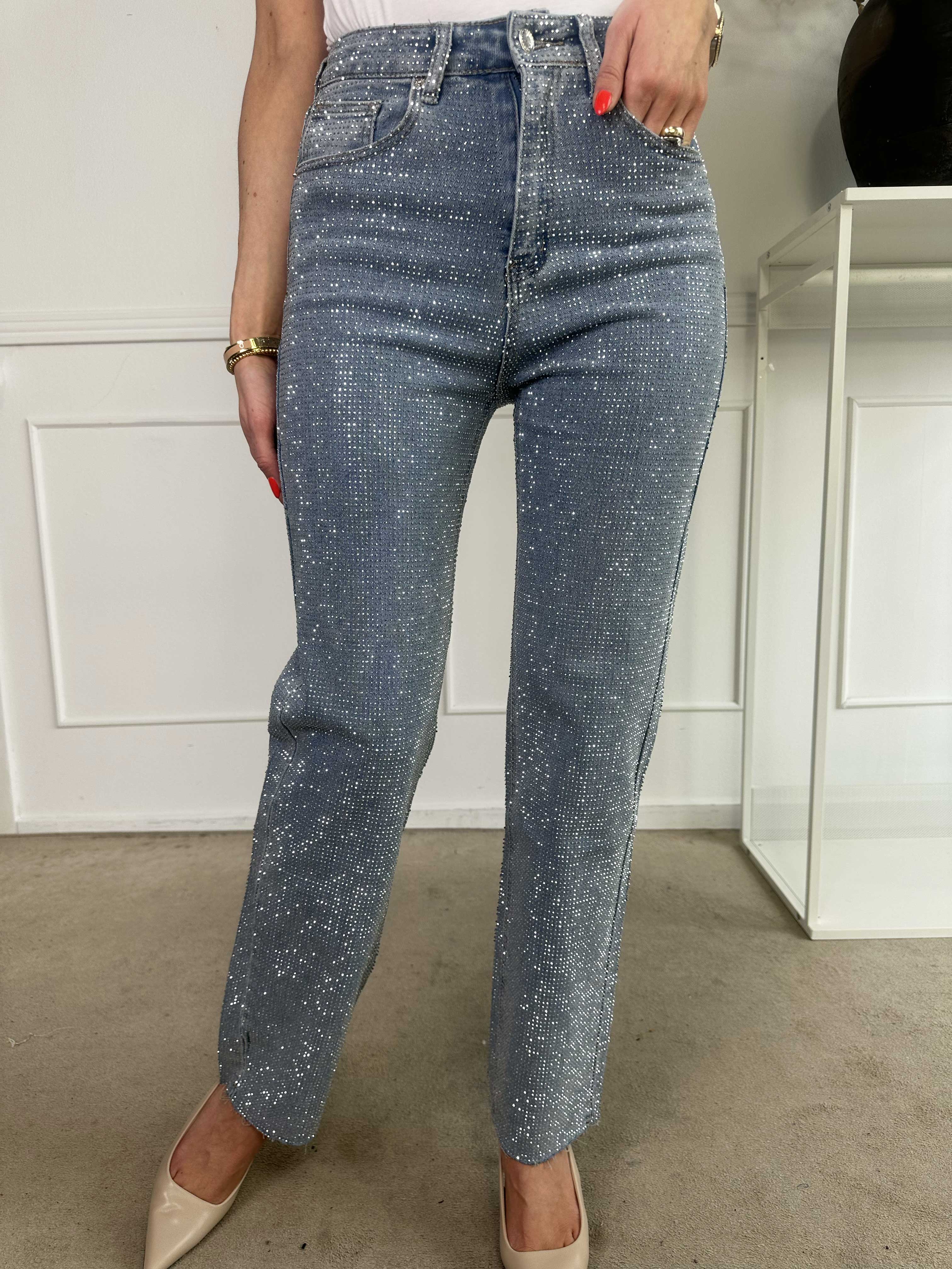 Liona rekbare jeans met glans