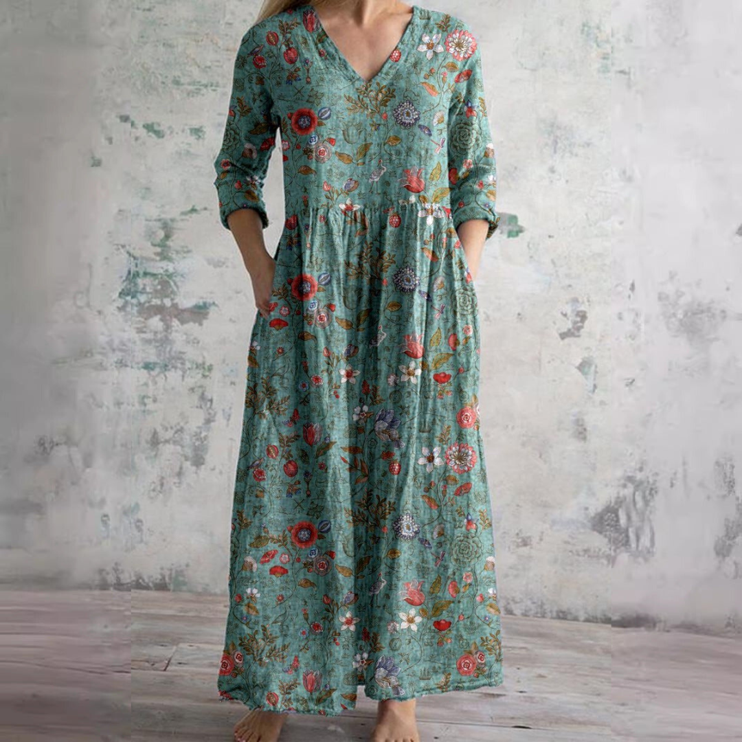 Ivory - Bloemige Boho Maxi Jurk