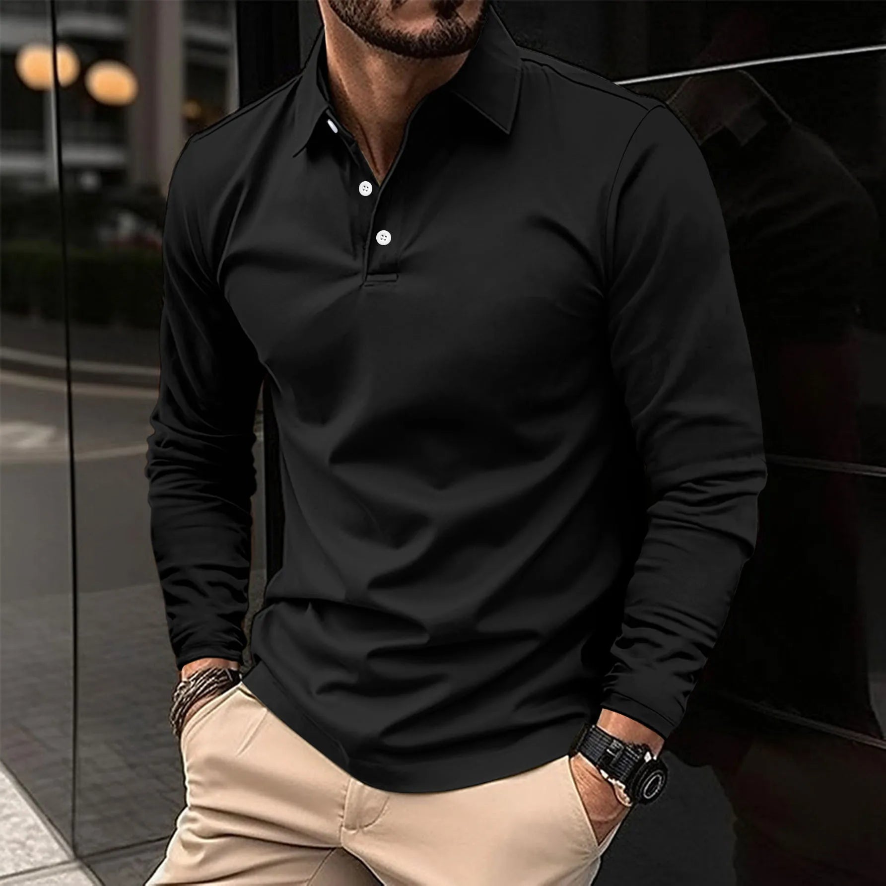 Marco | Casual polo met lange mouwen