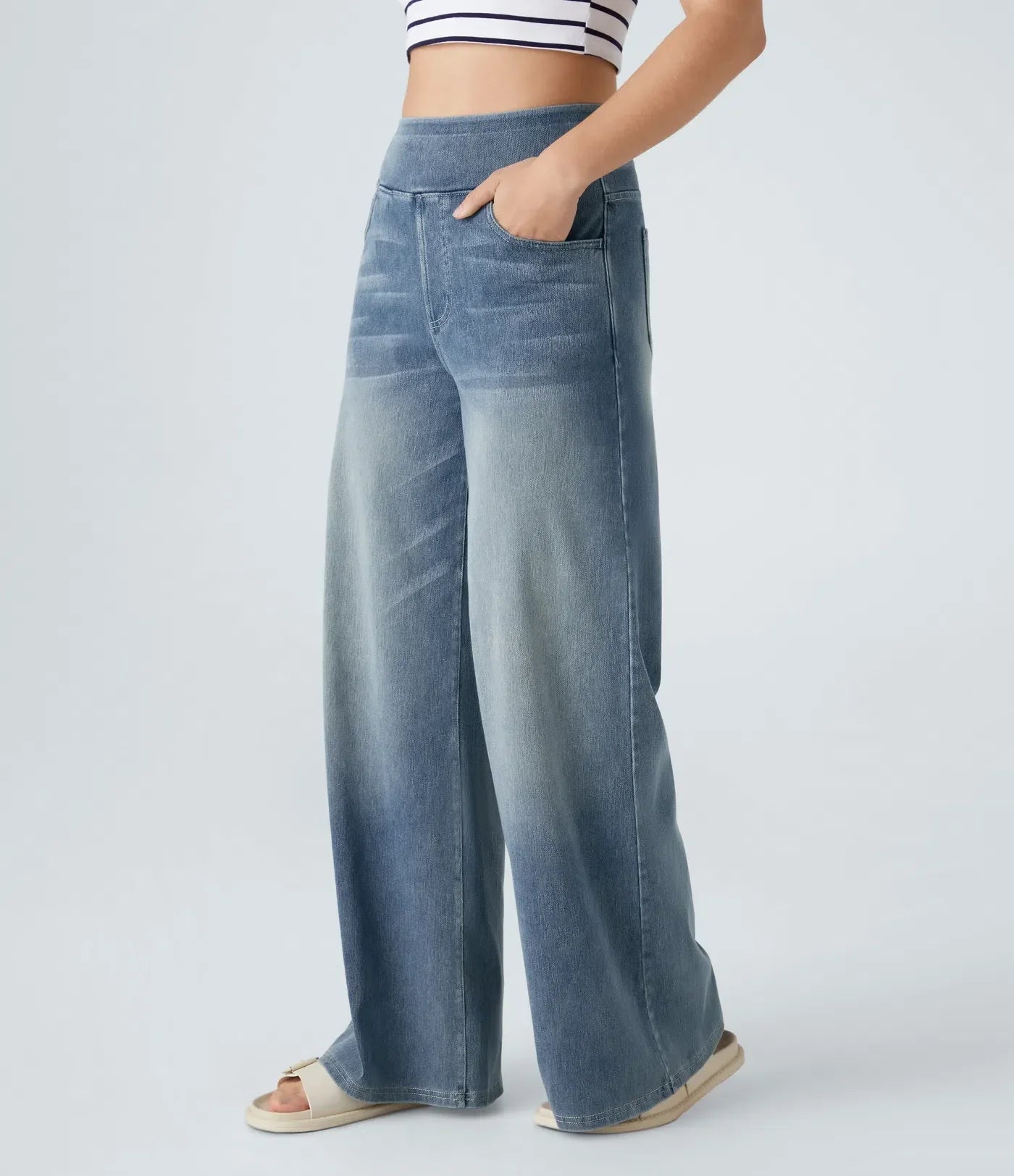 EVA strech broek met hoge taille