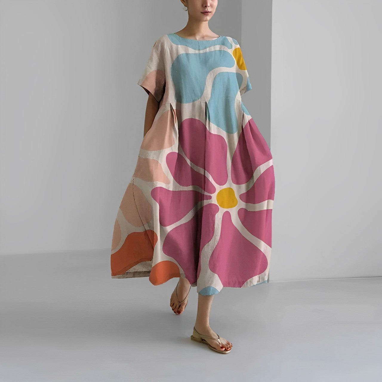 Daisy - Retro Grote Swing Losse Maxi Jurk
