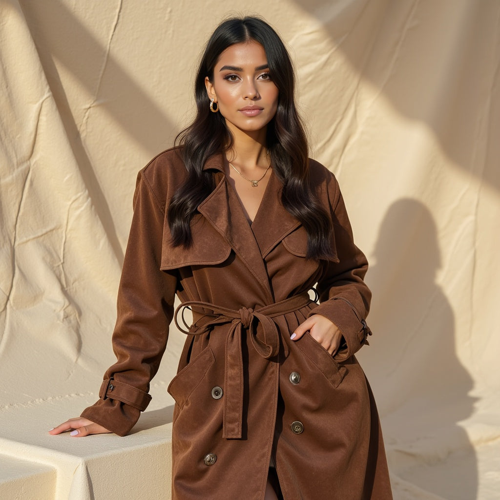 Liora Amsterdam- Kunstsuède trenchcoat