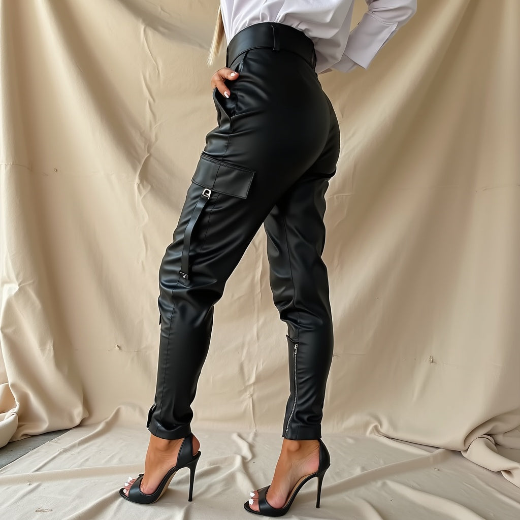 Isabelle - Hoge Taille Vegan Leren Broek