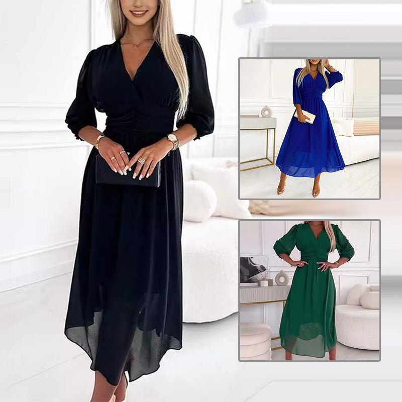 Liona  - Lightweight chiffon V-neck dress